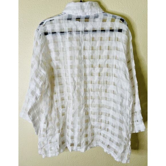 SARTORIA SARACENA | 100% Linen | Made in Italy | White Button-Front Top | Small - Picture 5 of 10